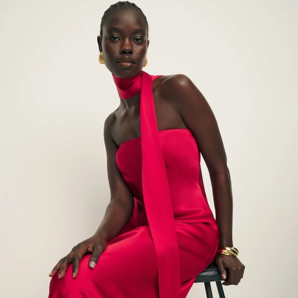NWT Reformation Oren Silk Dress Lipstick